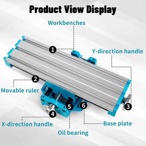 XY Axis Slide Vise Pro Grade Cross Worktable Clamp for Milling And Drilling Machines BG-6880 with handles and ruler guides