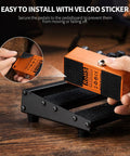 Attaching pedal to Grab-And-Go Guitar Pedalboard With Built-In Power Supply, Nine Independent Outlets Plus USB Port, Quiet, Short-Circuit Protected, Aluminum Alloy Frame, Measures 19 By 5.1 By 1.8 Inches, Includes Cables, Bag, And Hook-And-Loop Tape with velcro sticker