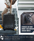 Man pulling suitcase with 4 Pack Luggage Replacement Wheels Set with Screws for Suitcase Roller Trolley Casters W041 L on stairs