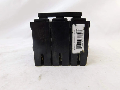 Side view of BR330 Type BR Breaker 30 Amp 3 Pole 240 Volt Electrical Breaker for Panels shown with barcode and label.
