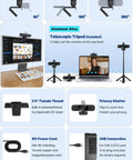 High Grade 1080P Webcam Goes Hard With Sturdy Metal Tripod And Dual Mics Deliver Zero Lag Zoom Chats And Twitch Streams For PC And Laptop Users Right Now, shown with adjustable angles and aluminum alloy design.
