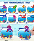 160 Ocean Animals Name Tag Stickers Set With Eight Cute Sea Creature Designs For Back To School Self Adhesive