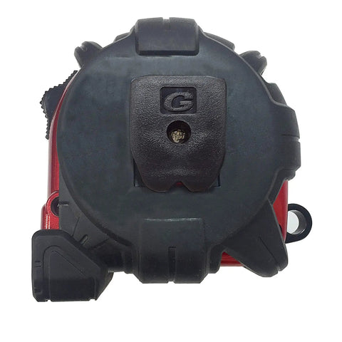 Back view of Tape Measure 16ft 5m 1 Inch GS Lock With Acrylic Coated Blade and thick elastomer armor rugged case.