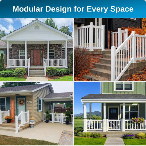 Top Shelf White Vinyl Deck And Porch Railing Kit Provides Chill Kickback Vibes With Zero Grind DIY Installation For Weatherproof Security On Backyard Patios And Balconies views.