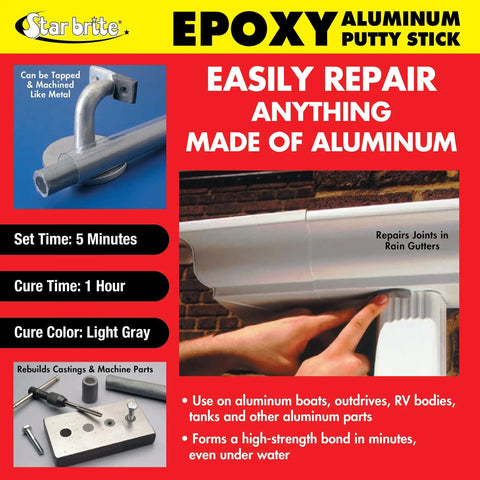Waterproof Epoxy Aluminum Putty Stick For Quick Permanent Repairs On Boats RVs Outdrives And Tanks That Work Underwater No Fuss To Use Bonds Fast Stays Strong In Tough Conditions