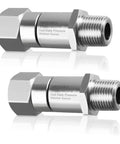 Pressure Washer Swivel Fitting Three Eighth Inch NPT 360 Degree Joint Kink Resistant Reduces Hose Stress For Smooth Water Flow And Easy Maneuvering For Smooth Operation And Long Lasting Durability. stainless steel 3/8 NPT fittings, 2-pack