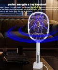 2-In-1 Handheld Electric Fly Swatter Zapper With 3000V High Voltage, Plug-In Mosquito Killer Light Trap Displayed on Table