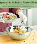 Pro Grade 8 Quart Mixing Bowls Set Of 2 Thirteen And A Quarter Inch By Five Inch Stainless Steel Flat Base Bowls in kitchen use