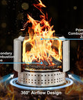 Smokeless 19.5 Inch Stainless Steel Fire Pit With Waterproof Bag And Poker For Patio, Camping And Backyard, Low Smoke Wood Burning Fire Pit