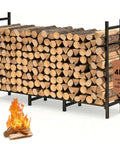 Heavy Duty Firewood Rack For Indoor And Outdoor Use Built Tough Log Holder Stand - 4ft adjustable steel holding logs.