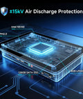 Built Like A Tank 10.1 Inch Industrial Panel PC Featuring 10 Point Capacitive Touch Screen Intel Celeron N5100 Processor 8GB RAM 128GB Storage Windows 11 Pro USB HDMI Connectors RS232 Serial Ports Dual LAN Ethernet WiFi For Gritty Job Sites showcasing Intel N5100 chip and connectivity ports.