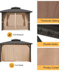 10x10 Ft Hardtop Gazebo With Dual Layer Metal Roof, Galvanized Steel Canopy, Netting And Curtains for patio, garden setup