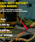 Image of Beefy Heavy Duty Ratchet Chain Binders One Half To Five Eighths Inch Two Pack With Clevis Hooks 13000 Pound Working Load Secure Tie Down