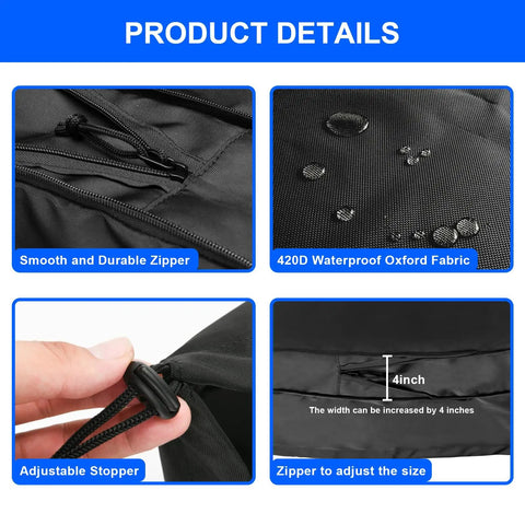 Close-up of Hella Tough Weatherproof Electric Vehicle Charger Cover For Tesla Wall Connector showing zipper and 420D fabric details.