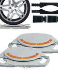 AUTOSOLO low-profile gray wheel alignment turn plates pair with 4-ton capacity per plate and orange degree scales