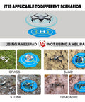 On The Go Foldable Night Vision Drone Landing Pad 20 Inch Double Sided Waterproof Helipad used on various terrains with drones.