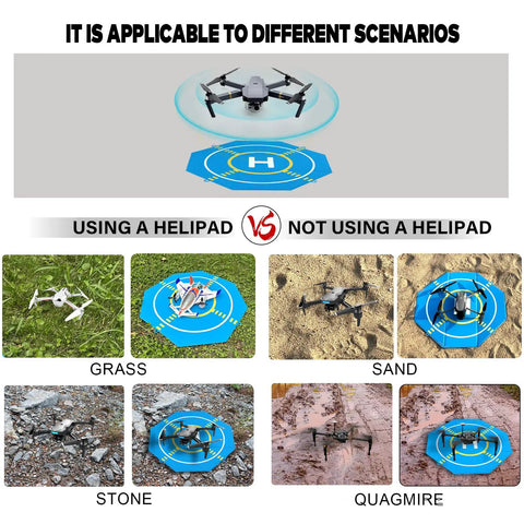 On The Go Foldable Night Vision Drone Landing Pad 20 Inch Double Sided Waterproof Helipad used on various terrains with drones.