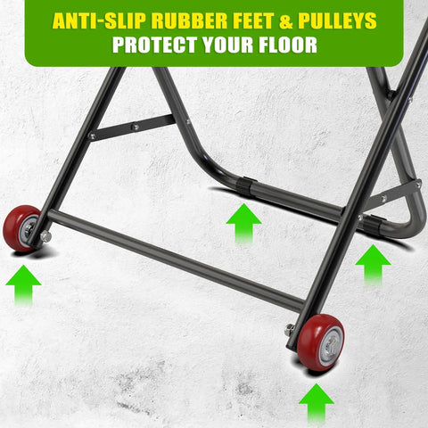 All Steel Cable Caddy With Wheels Foldable Wire Spool Rack Holder Portable Reel Caddy 100 Pound Capacity rubber feet
