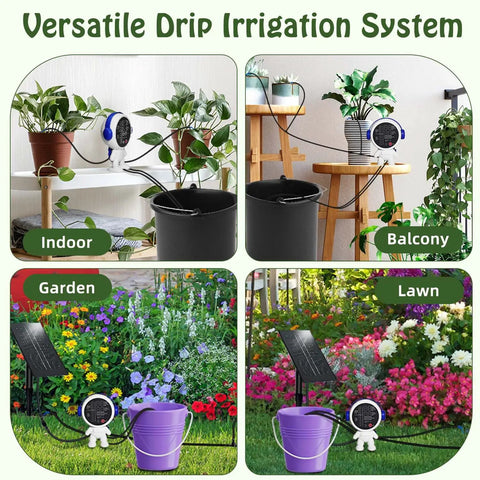 Solar Powered Drip Irrigation System For Indoor And Outdoor Gardens Auto Watering For 15 Potted Plants on patio and garden