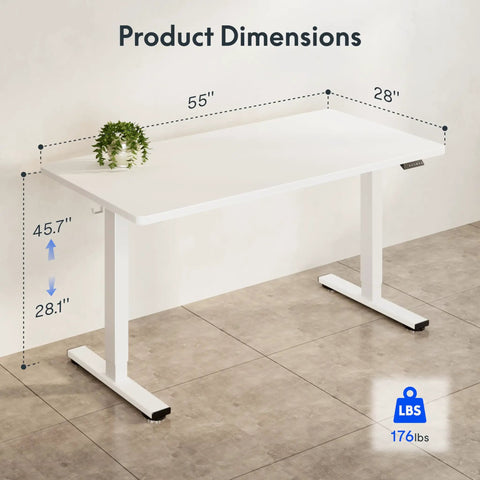 Electric Adjustable Workbench With 55 By 28 Inch Desk And Smooth Height Adjustment From 28 To 46 Inches Four Memory Presets