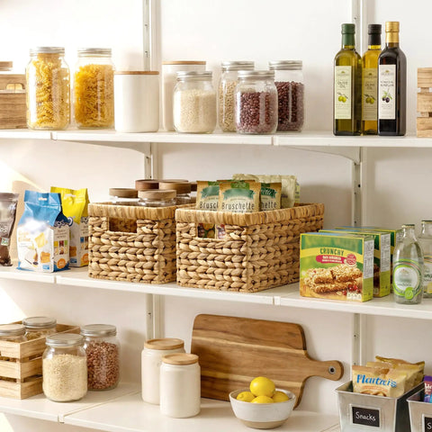 Real Deal Handcrafted Water Hyacinth Wicker Storage Baskets That Make Household Organization Way Easier And Built Tough For Every Kitchen Shelf Or Closet Space Pack Of Two