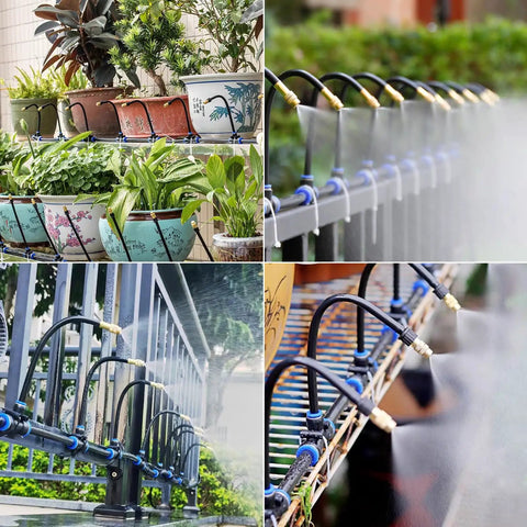 49.21Ft Drip Irrigation Kit with Five Sixteenth Inch Tubing for High Flow Watering in greenhouse and garden scenes