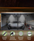 Hands Free Magnetic Garage Screen Door 16x7 Feet For Two Car Garages Fiberglass Mesh with car visible inside
