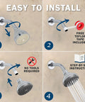 Installation steps for Beast Mode Water Pressure Shower Head With 3 Inch Spray Face Wall Mount Water Saving Low Flow Design.