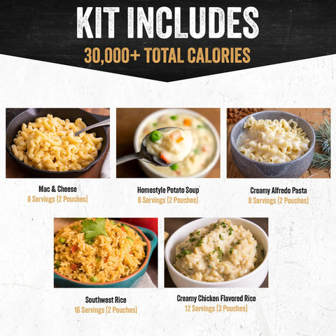 Five dishes from 120 Serving Freeze Dried Entree Bucket Tastes Great Emergency Food Supply No Refrigeration Needed Long Shelf Life