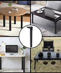 Top Shelf Folding Table Legs 13 8 Inch Rock Solid Metal Collapsible Furniture Stand With Self Locking Design Hassle Free Mounting Kit Matte Black Eight Pack displayed in various setups.