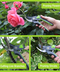 Bypass Pruning Shears 8 Inch Garden Scissors With Dual Opening For Thin And Thick Branches SK5 Steel Blades Nonstick Coated