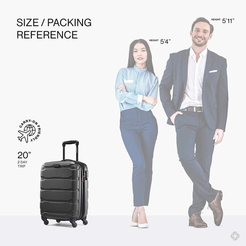 Samsonite Omni PC 20-inch black hardside carry-on luggage with spinner wheels