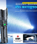 Rechargeable 2000 Lumens LED Flashlight With Long Beam Power Display IPX5 Waterproof 20 Hour Runtime 5 Modes Zoomable Handheld Light
