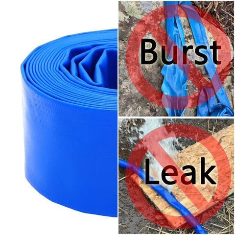 Beefy Heavy Duty 3 Inch By 100 Foot Pool Backwash Hose Lay Flat Blue PVC Water Discharge Tube, leak and burst resistant