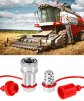 QWORK hydraulic quick-connect couplers set of 2 with hardened steel bodies and red dust caps; 3/8" NPT and 3/8" ISO