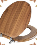 Round Toilet Seat Made From Molded Wood With Zinc Alloy Hinges For No Fuss Quick Install And Easy Cleaning Anti Pinch Design Natural Finish Durable Wooden Toilet Seat