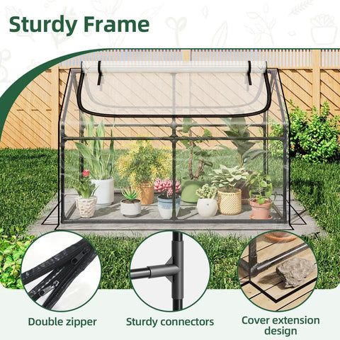 Compact Outdoor Mini Greenhouse For Backyards And Patios With 4x2x3 Ft Footprint Dual Large Zipper Doors Clear PVC Cover Reinforced Frame Perfect For Seedlings Flowers And Herbs Easy Peasy Garden Protection