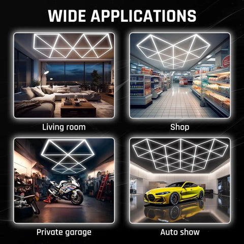 Hexagon Led Garage Lights 27 Pack 6500K super bright daylight ceiling lights with honeycomb design for various applications