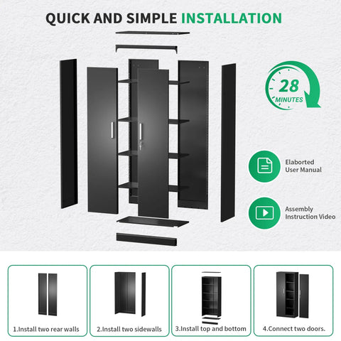 Heavy Duty Metal Storage Cabinet With Locking Doors 71 Inch Tall Steel Locker Organizer Featuring Adjustable Shelves For Garage Shop Or Office Durable As Nails And Straight Bulletproof Build