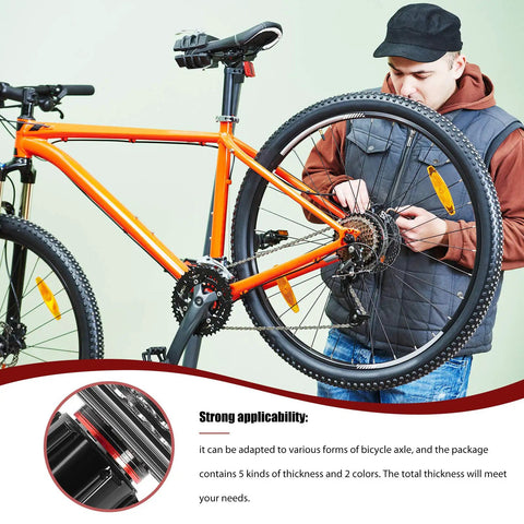 Cyclist adjusting 20 Piece Bike Bottom Bracket Spacer Set With 1mm To 3mm Shims For 7 To 11 Speed Freehub Cassette