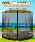 Double Sided Mosquito Netting For 7.5 To 10 Ft Patio Umbrella And Gazebo Easy Installation Weatherproof Black Canopy Net on umbrella
