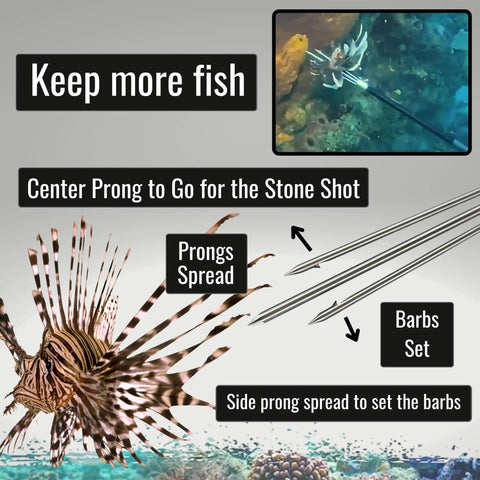 46 Inch Travel Ready Gigging Spear For Lionfish, Frog And Flounder With Heavy Duty 3 Piece Aluminum And Stainless Steel Construction And Replaceable 7 Inch Tip