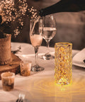 Touch Control Rose Crystal Lamp With USB Port 16 RGB Color Changing LEDs Romantic Diamond Table Lamp on dining table