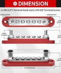 Heavy Duty 150 Amp 12 Volt Bus Bar Snap On Cover Dope Power Distribution Block dimensions with terminal studs and screws
