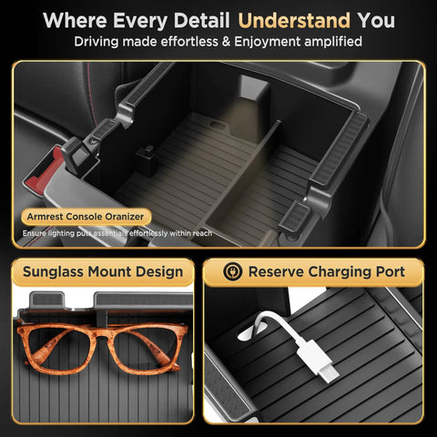 Center Console Organizer Tray for Jeep Wrangler JL JLU 4XE 2018 2026 and Gladiator JT 2020 2026 Built To Fit Maximize Storage
