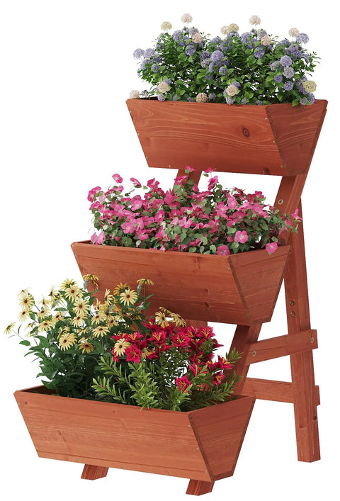 Three Tier Vertical Garden Bed Planter For Indoor And Outdoor Use With Legs Raised Planter Box For Flowers Vegetables Herbs And Plants Sturdy Frame