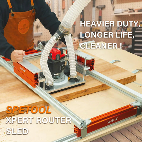 Slab Flattening Mill With Continuous Height Adjustment And Extendable 38x38.2 Inch Capacity, 3 Axis Aluminum Router Sled in use