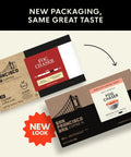 New packaging for Fog Chaser Medium Dark Roast K Cup Compatible Coffee Pods 80 Count Single Serve Compostable Pods