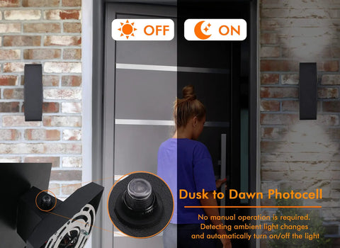 3 Color LED Outdoor Wall Light With Dusk To Dawn Photocell All In One 24W 3000K Warm White 4000K Cool White 5000K Daylight Black