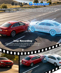 Car collision with G sensor activation on 4 channel dash cam with 360 degree view for all around protection and no blind spots.
